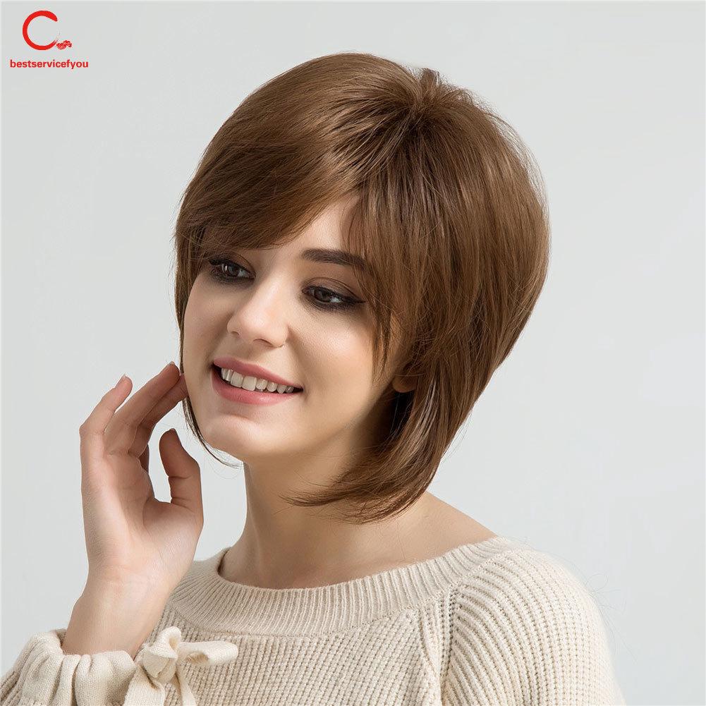 Tóc giả nữ kiểu bob nhuộm màu nâu sáng thanh lịch