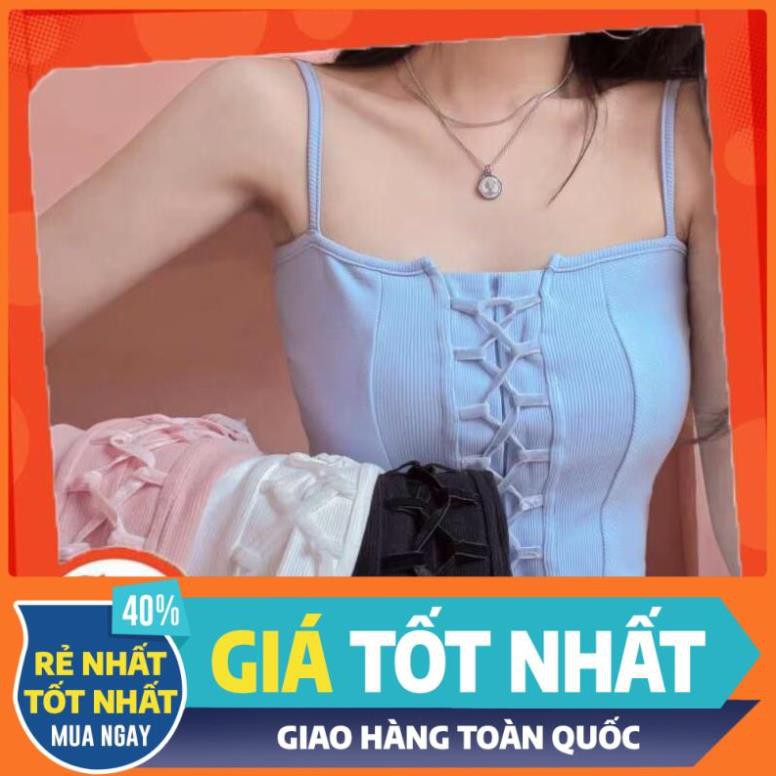 SIÊU ĐẸP HÀNG QUẢNG CHAU ODER áo 2 hai dây len gân đan dây nơ nữ ngắm crotop HÀNG HOT