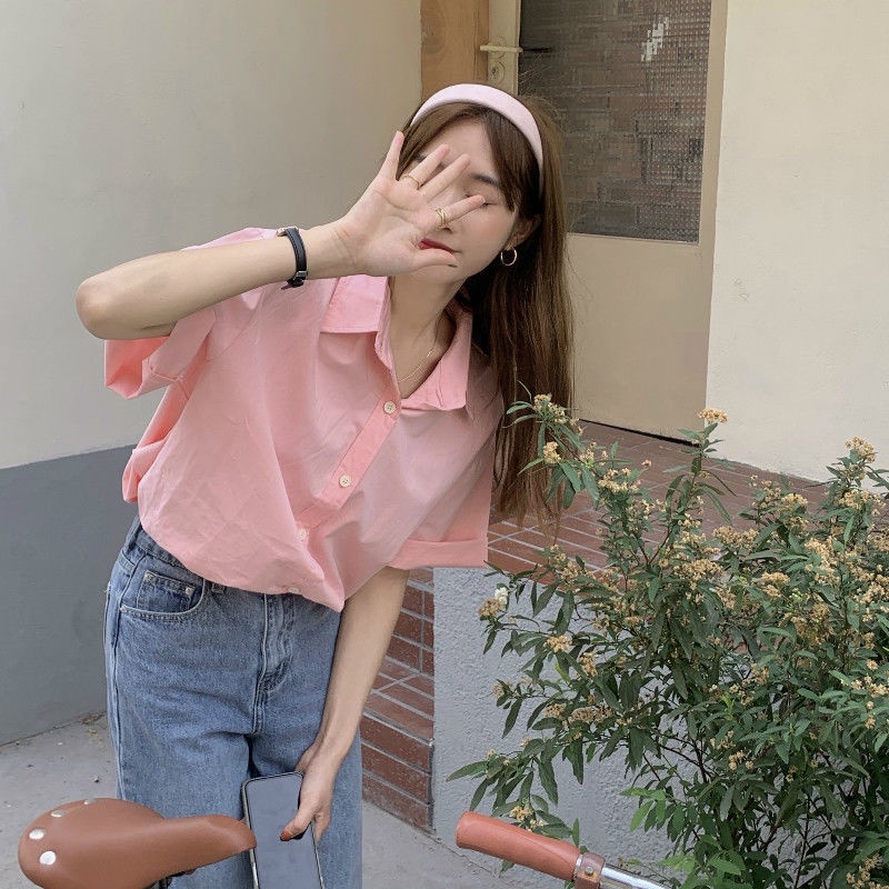 Áo Sơ Mi Tay Ngắn Phong Cách Retro Pháp Thời Trang Mùa Hè Hàng Mới Dành Cho Bạn Nữ