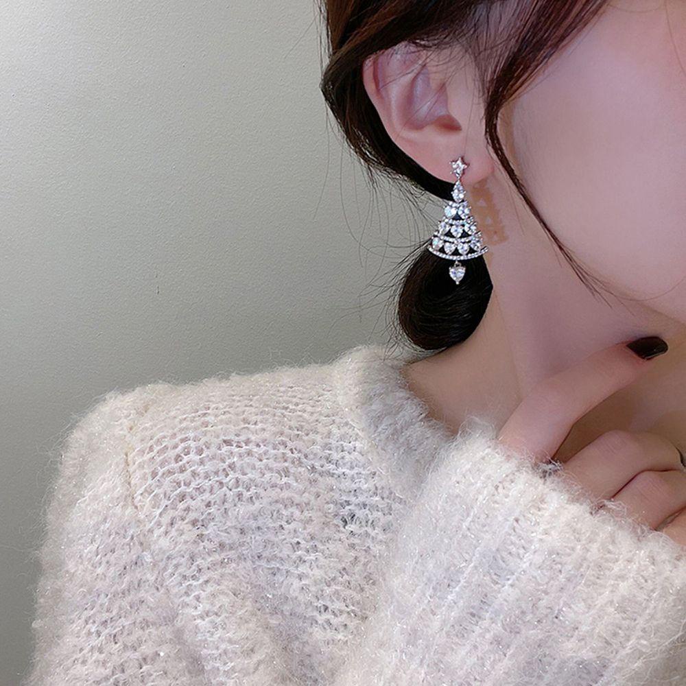 Bông Tai Dáng Dài Hình Cây Thông Giáng Sinh Phong Cách Hàn Quốc Sang Trọng Thời Trang Cho Nữ