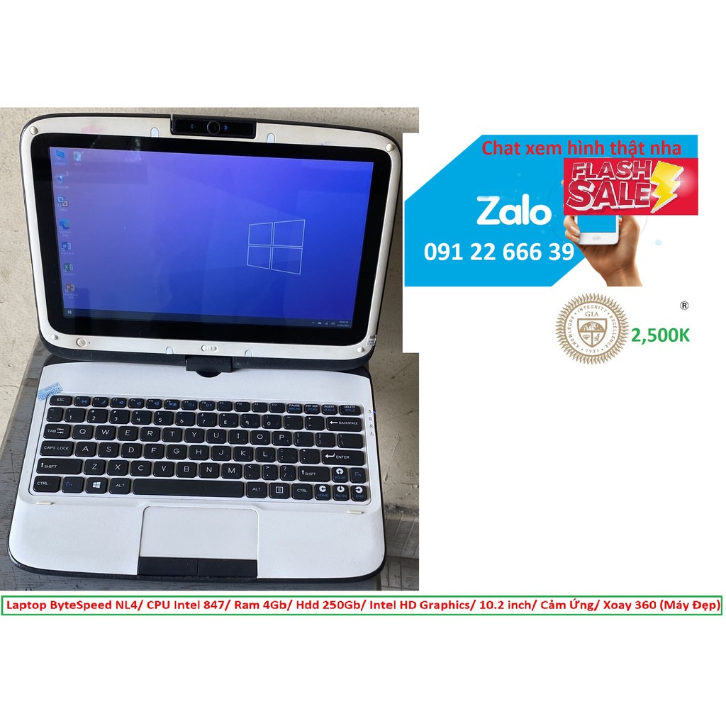 Laptop ByteSpeed NL4/ CPU Intel 847/ Ram 4Gb/ Hdd 250Gb/ Intel HD Graphics/ 10.2 inch/ Cảm Ứng/ Xoay 360 (Máy Đẹp) | BigBuy360 - bigbuy360.vn
