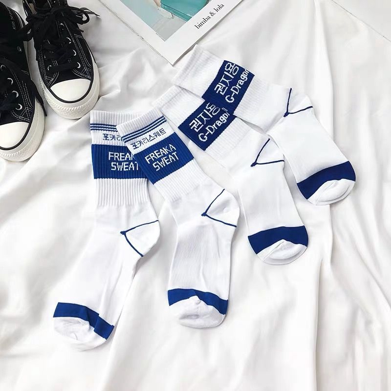 Vớ thể thao kẻ sọc xanh dương thời trang cho nam và nữ