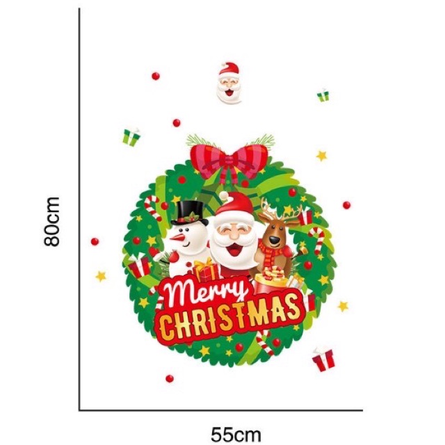 Decal dán tường noel - vòng nguyệt quế noel xanh