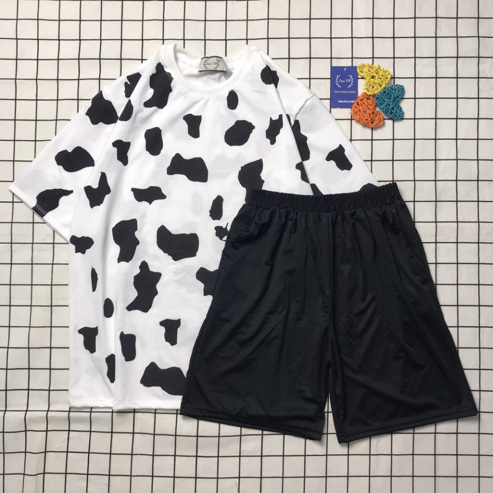 Set Bộ Bò Sữa From Rộng Unisex , Đồ Bộ Mặc Nhà Tay Lỡ Freesize, Nam Nữ Đều Mặc Được - bộ ngủ đẹp