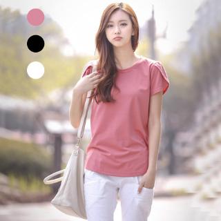Áo thun nữ cổ tròn ngắn tay màu trơn