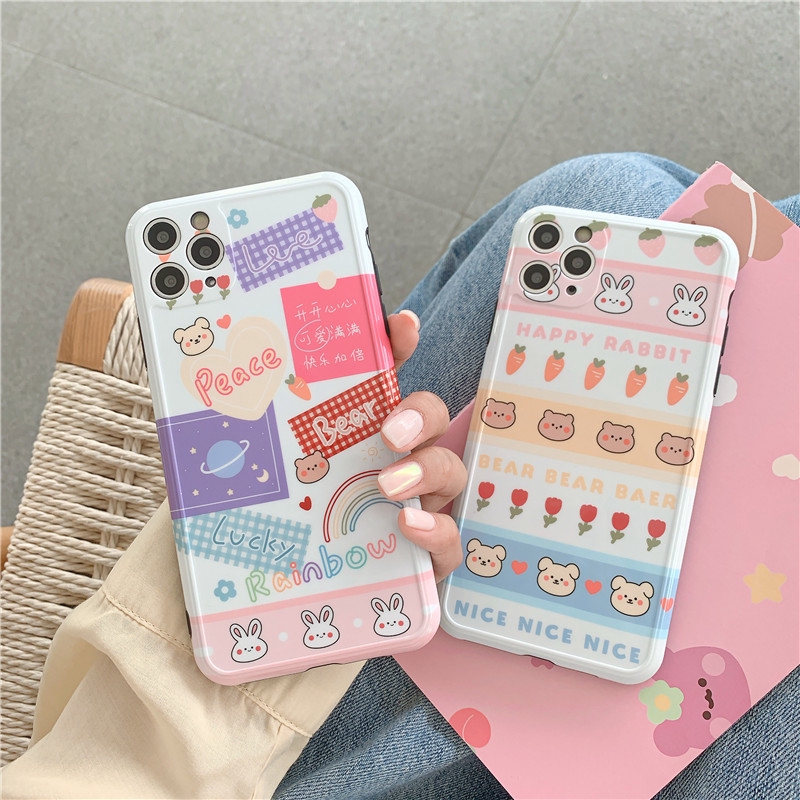 Ốp iphone - Ốp lưng imd new Gấu thỏ happy peace 6/6s/6plus/6splus/7/8/7plus/8plus/x/xs/xsmax/11/11promax-Awifi Case V5-3 | BigBuy360 - bigbuy360.vn