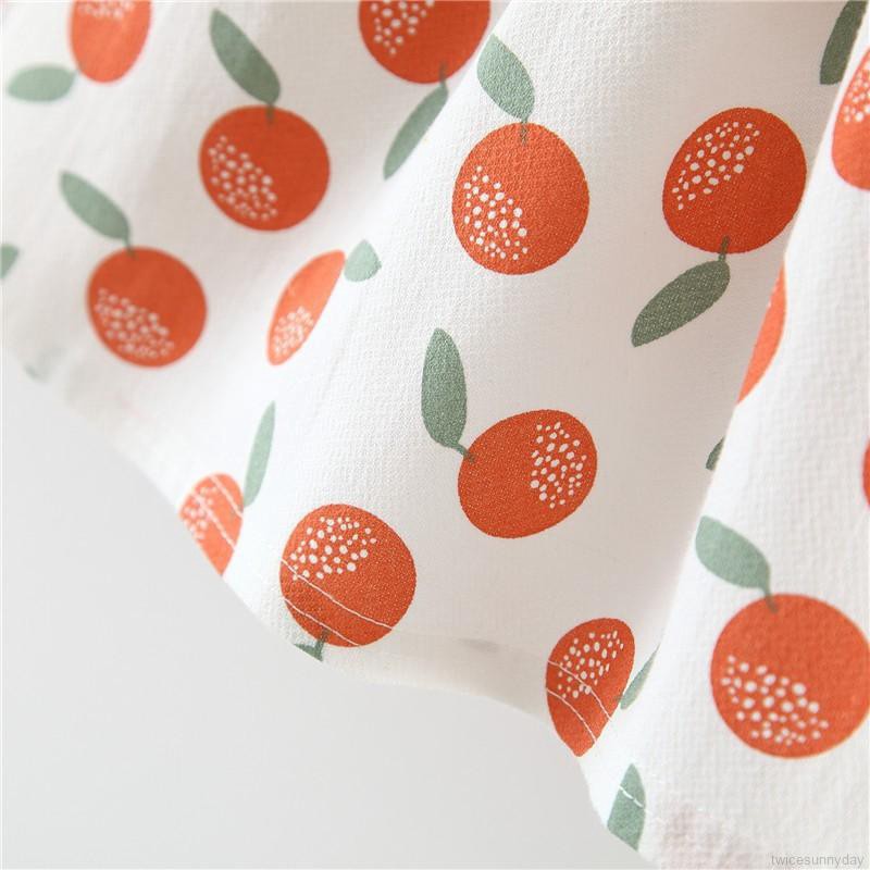 Đầm dài tay in họa tiết trái cây xinh xắn dành cho bé gái