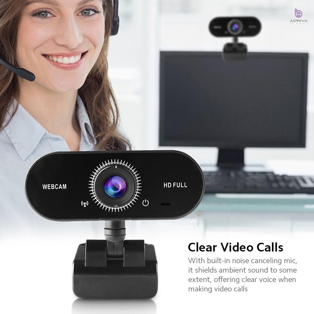 Webcam USB 2K màu đen có kẹp chống tiếng ồn tùy chỉnh tiện dụng