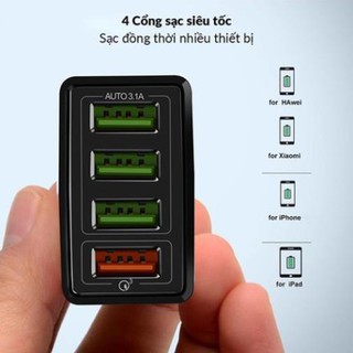 Củ sạc siêu nhanh hỗ trợ Quick Charge QC3.0 - 4 Cổng USB
