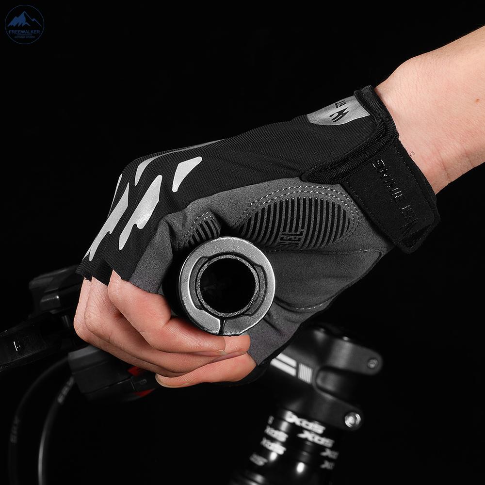 Găng Tay Hở Ngón Thấm Hút Thoáng Khí Chống Sốc Khi Đi Xe Đạp