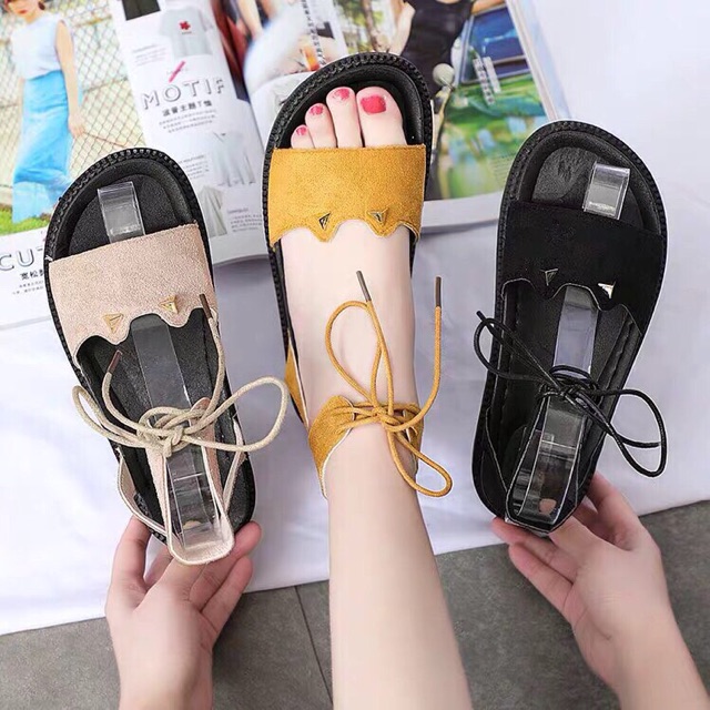 Giày sandal nữ tai mèo cột dây cổ chân