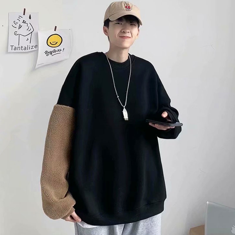 Áo Nỉ Cổ Tròn Dáng Rộng Thêu Hình Gấu Hoạt Hình Dễ Thương Phong Cách Hàn Quốc Cho Nam Và Nữ