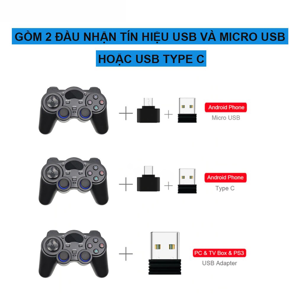 Tay cầm chơi game PC  Laptop  Điện Thoại  TV Android  TV Box Tay cầm chơi game không dây USB Bluetooth 2.4G