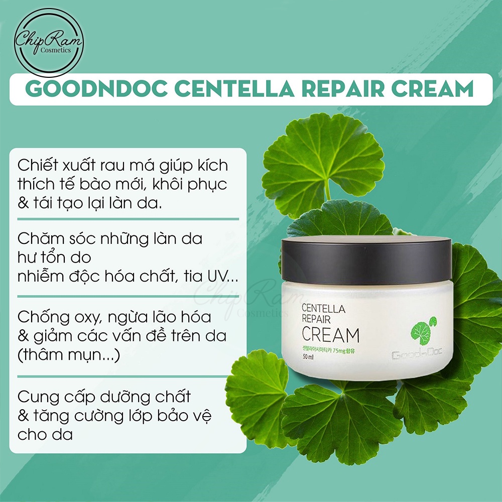 Kem dưỡng ẩm phục hồi rau má Goodndoc Centella Repair Cream 50ml