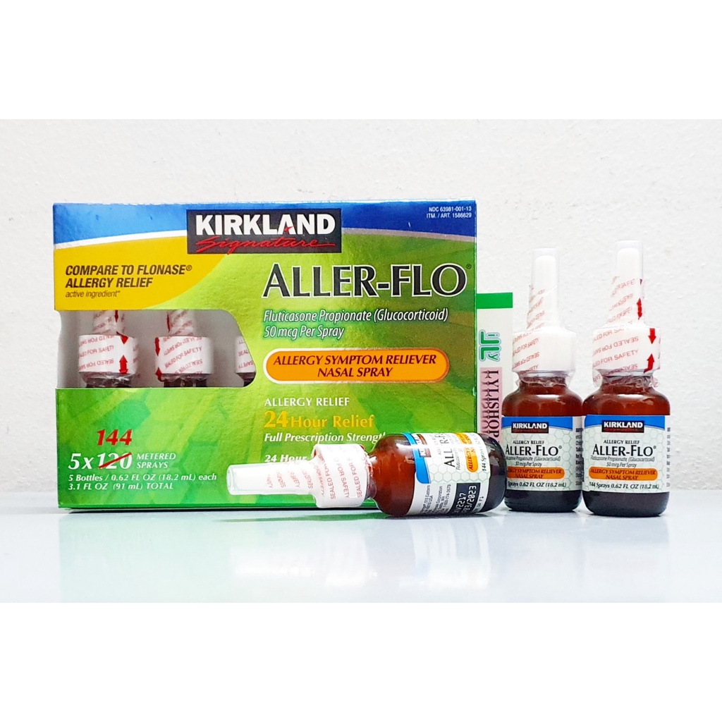 Kirkland Aller-Flo bộ 5 chai xịt xoang chính hãng của Mỹ giảm các triệu chứng của viêm xoang, sổ mũi, nghẹt mũi…