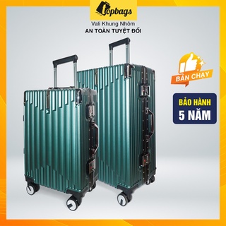 Vali khoá sập KN036 size 20/24 màu xanh râu - Vali khóa khung cao cấp, bảo hành 5 năm