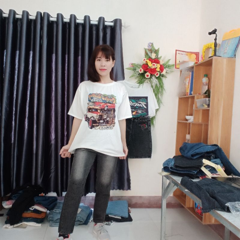 Quần jean nữ ống suông cạp lưng siêu cao chất mền đẹp cho phái đẹp | BigBuy360 - bigbuy360.vn