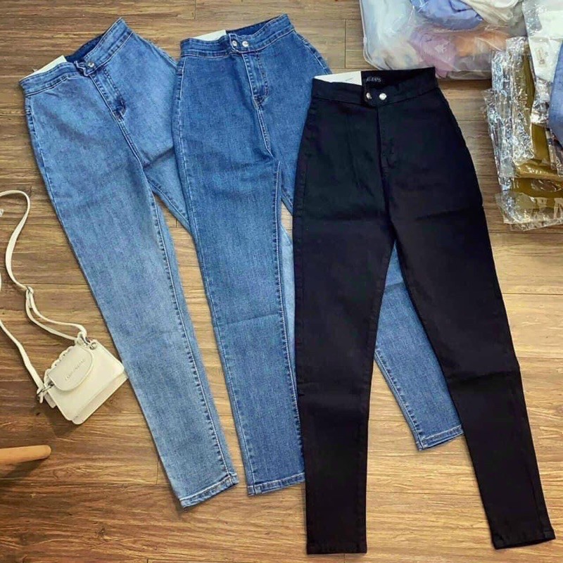 [Mã WASTMAY giảm 15% tối đa 30K đơn 150K] quần jeans ôm đen trơn, xanh siêu cao co giãn tốt, hình thật 100% | BigBuy360 - bigbuy360.vn