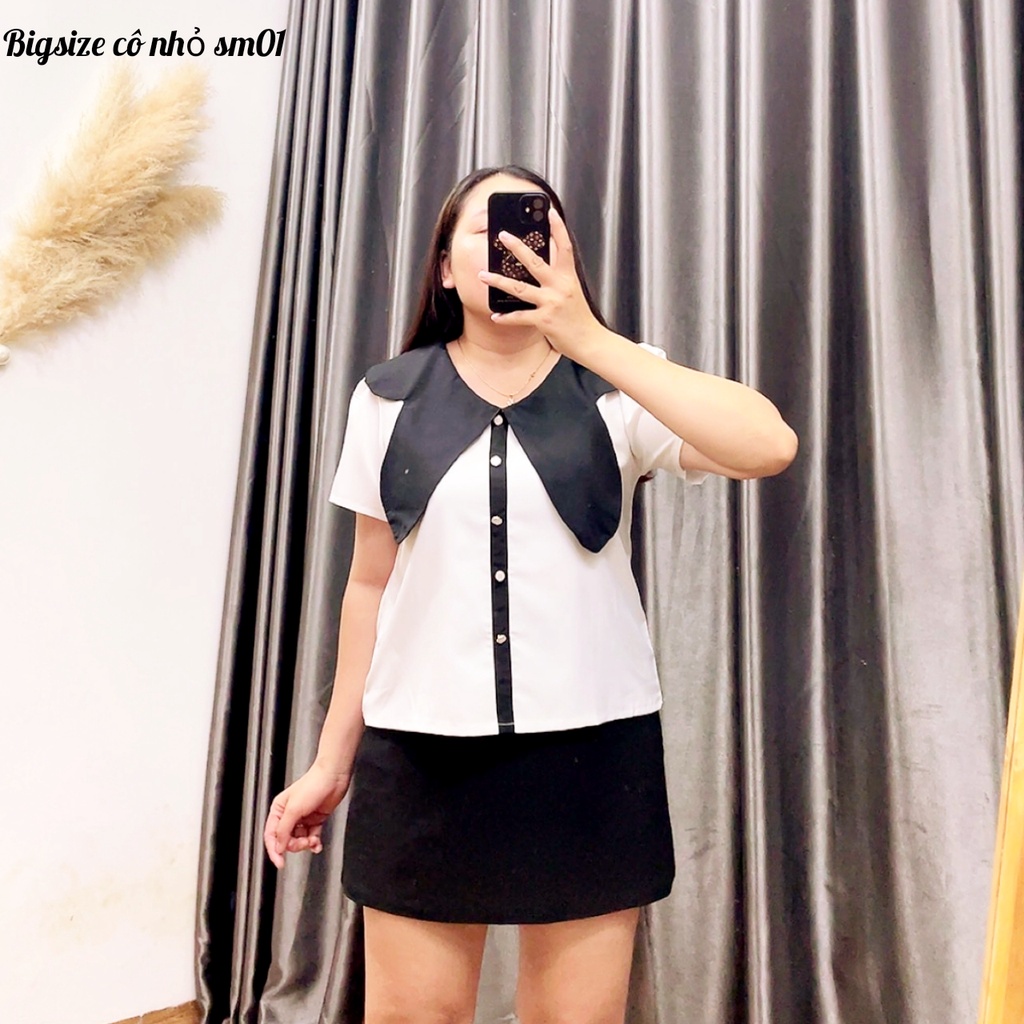 Áo Sơ Mi Kiểu Bigsize Công Sở Phom Lửng ,Đi Học ,ĐI Chơi,Đi Làm Dễ Thương MÃ SM01