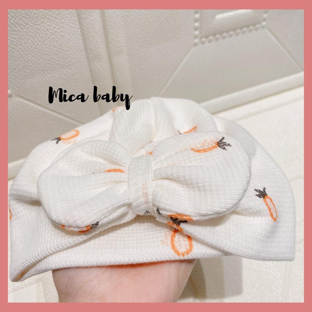 Mũ turban màu trắng kem họa tiết quả dứa xinh xắn cho bé Mica Baby MTB144