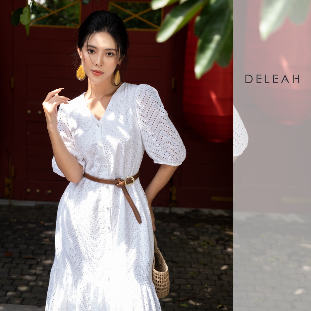 Đầm suông thiết kế đuôi cá De Leah kiểu dáng suông với chất liệu thô thêu hoạ tiết tinh tế