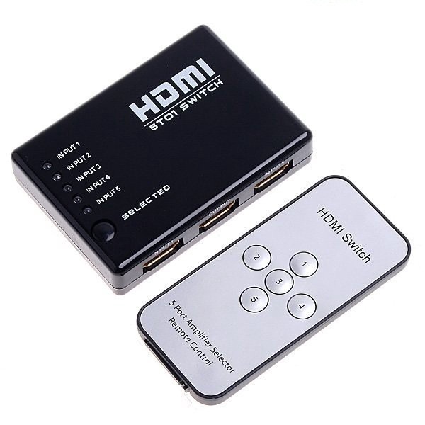 Bộ gộp HDMI 5 cổng vào 1 cổng ra có điều khiển (Đen) -dc780