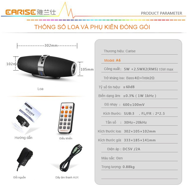 Loa di động 2.1 cao cấp Earise A6 Bluetooth, usb bass cực mạnh và hay