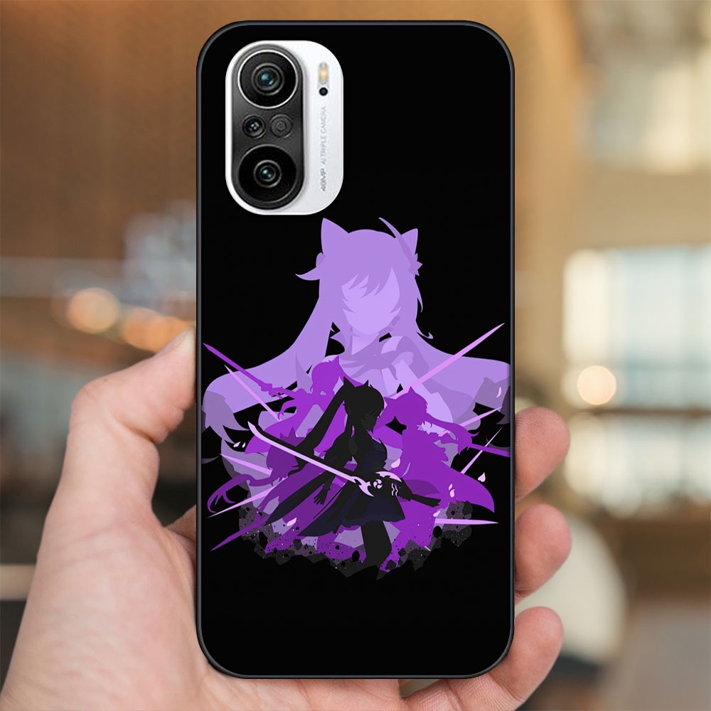 Ốp lưng Xiaomi K40 viền đen in hình Keqing Genshin Impact