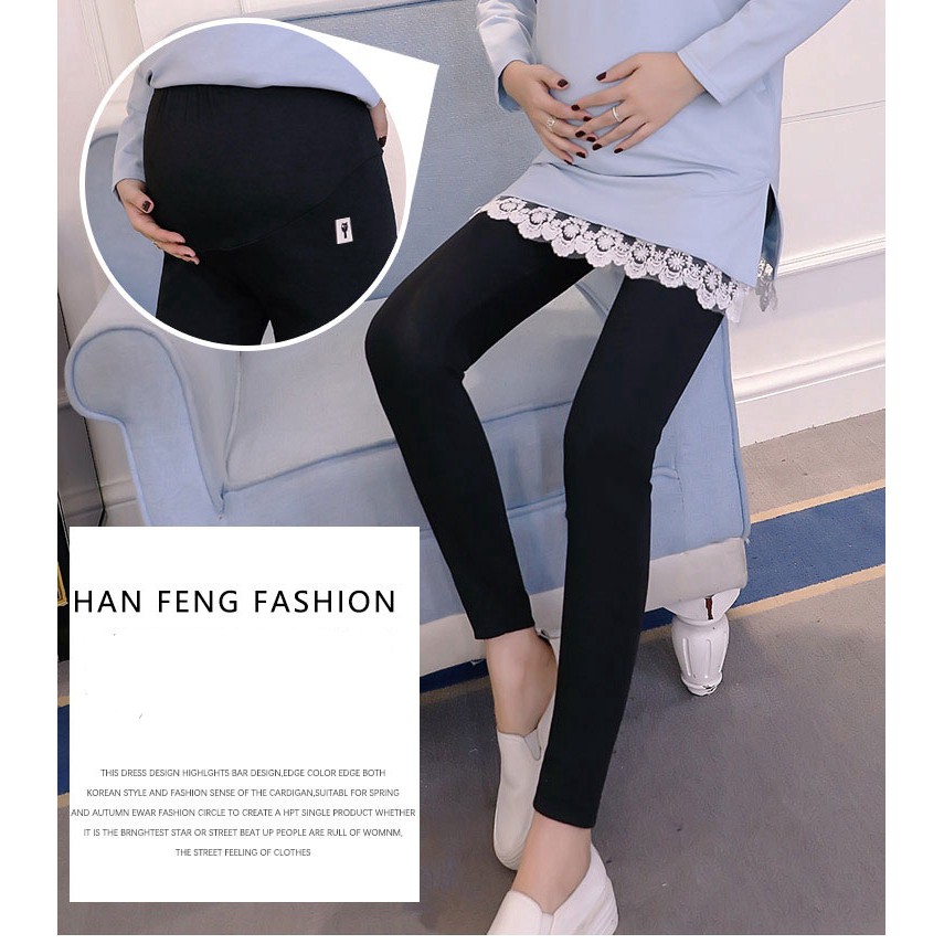 Quần Legging Co Dãn 9 Sọc Thời Trang Cho Bà Bầu