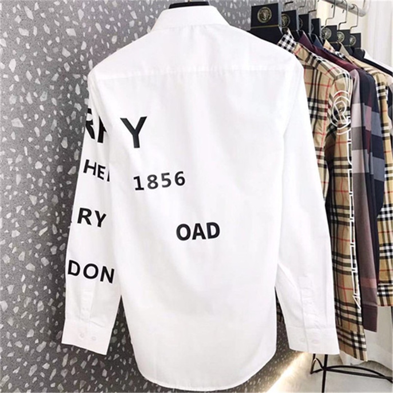 Áo sơ mi dài tay in chữ Burberry thời trang V60