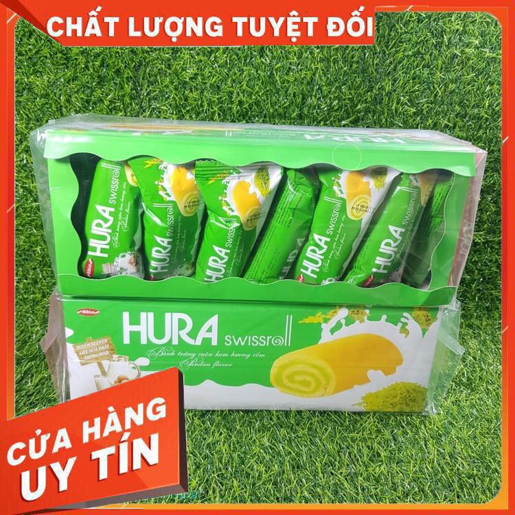 Bánh trứng - Bông lan cuộn kem hương cốm Hura hộp 360g