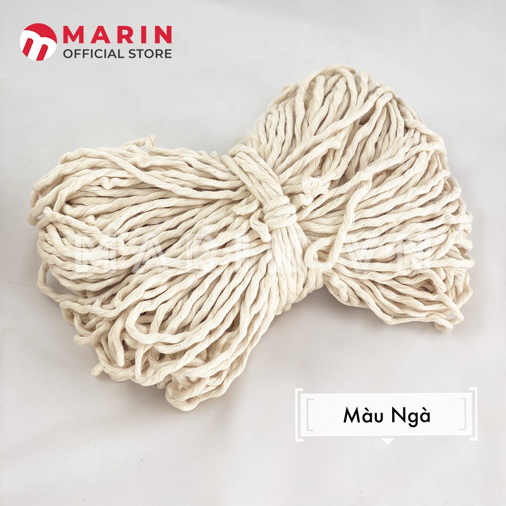 Dây thừng se macrame cotton 1 xoắn 4mm màu kem, màu ngà