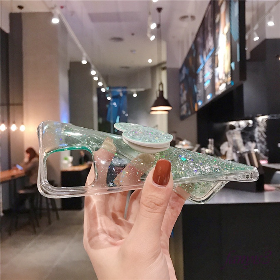 Ốp điện thoại silicon mềm phối kim tuyến kèm giá đỡ hình trái tim cho iPhone 12 Mini 12 11 Pro Max 7 8 Plus SE 2020 | BigBuy360 - bigbuy360.vn