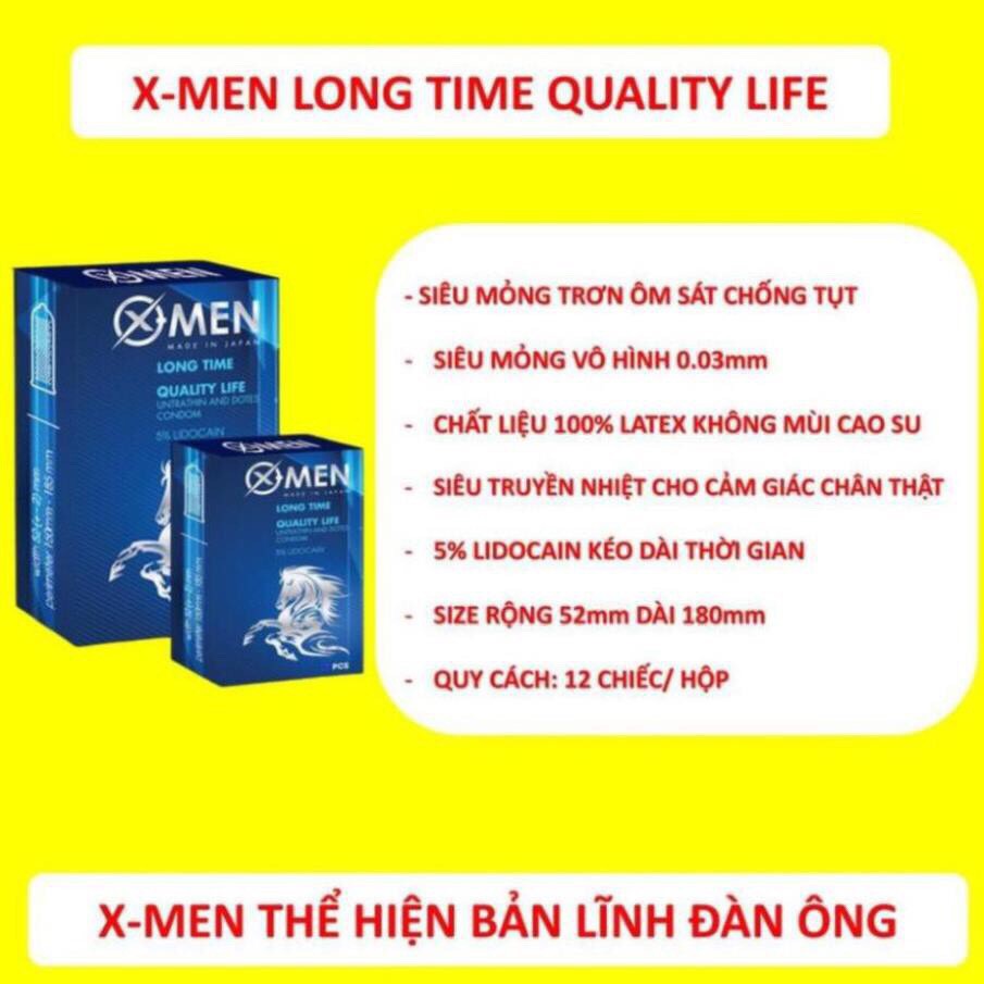 [ ☆ CAM KẾT 100% SẢN PHẨM CHÍNH HÃNG ] Bao Cao Su XMEN LONG TIME QUALITY LIFE - 5% LIDOCAIN Kéo dài thời gian quan hệ