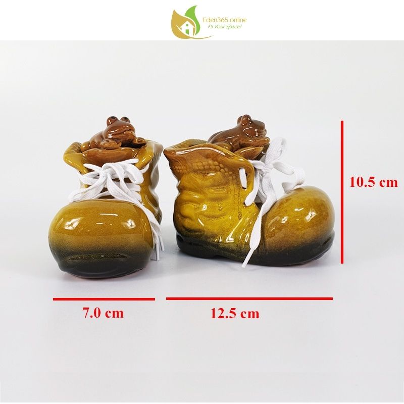Bộ 2 chậu gốm mini hình đôi giày xinh xắn - Chậu trồng cây, trang trí, cắm bút, đồ trang điểm - Hai kiểu dán -Kute Nest
