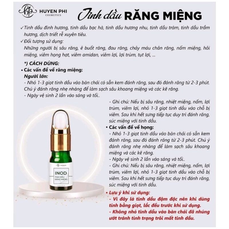 Tinh dầu răng miệng INOD Huyền Phi , serum hôi miệng 10ml