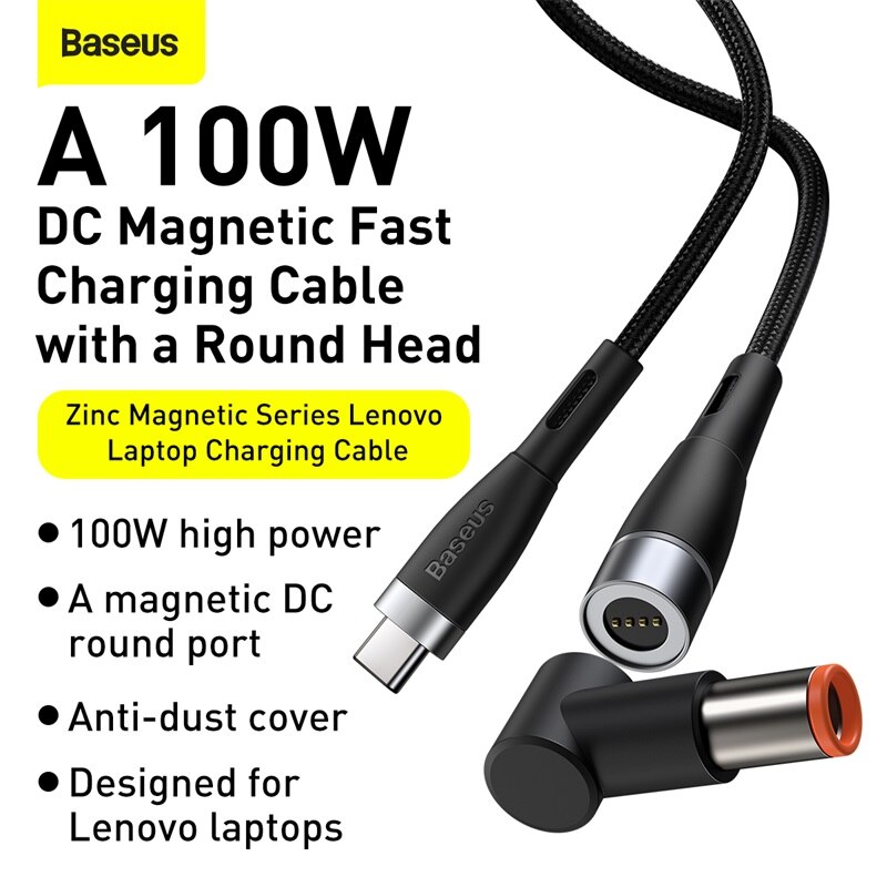 Baseus 100W Magnetic USB Type C to DC Cable Fast Charge for Lenovo ThinkPad IdeaPad Power Charging laptop