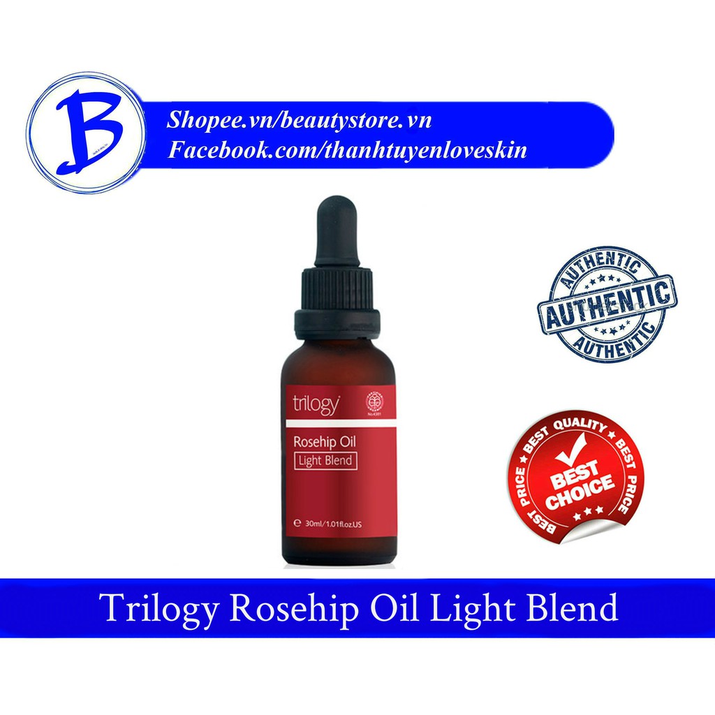 Dầu nụ tầm xuân sáng da dành riêng da dầu mụn Trilogy Rosehip oil Light Blend 30ml