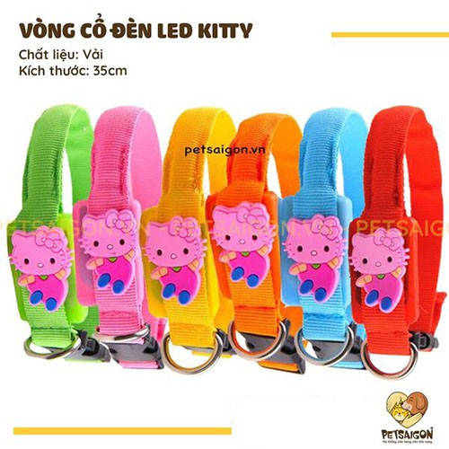 VÒNG CỔ ĐÈN LED PHÁT SÁNG KITTY CHO CHÓ MÈO