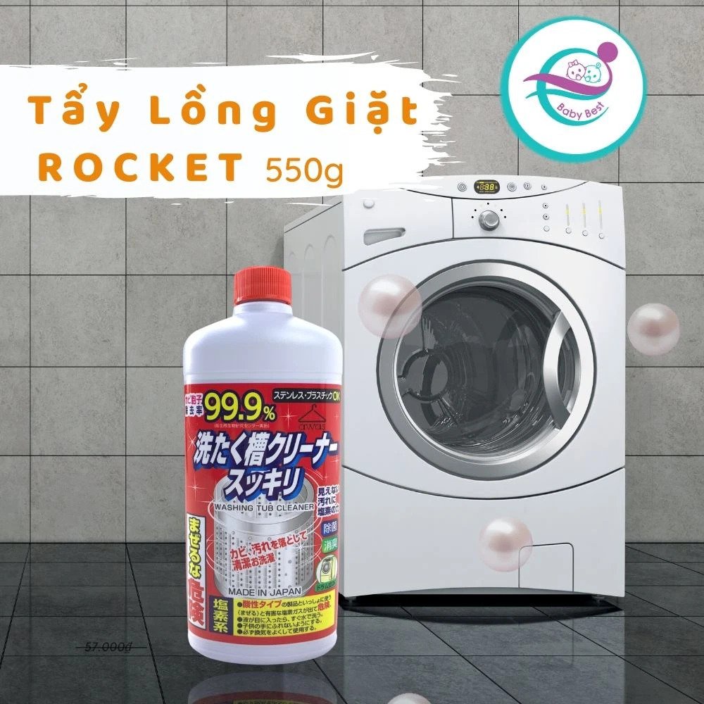 Nước tẩy lồng giặt Nhật Bản, vệ sinh lồng máy giặt Rocket, Pix 99.9% chai 550g dùng cho máy giặt cửa trên và dưới