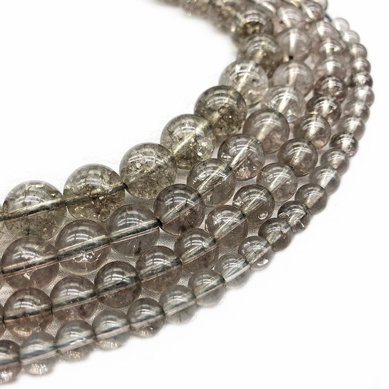 Chuỗi Hạt Đá Pha Lê Đen Tự Nhiên 15 "strand 6 8 10 12 14mm Dùng Làm Trang Sức