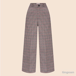 TINGOAN® - Quần ống rộng suông cạp cao chống nhăn hack dáng kẻ caro đỏ CHARLIE CULOTTES/KĐ