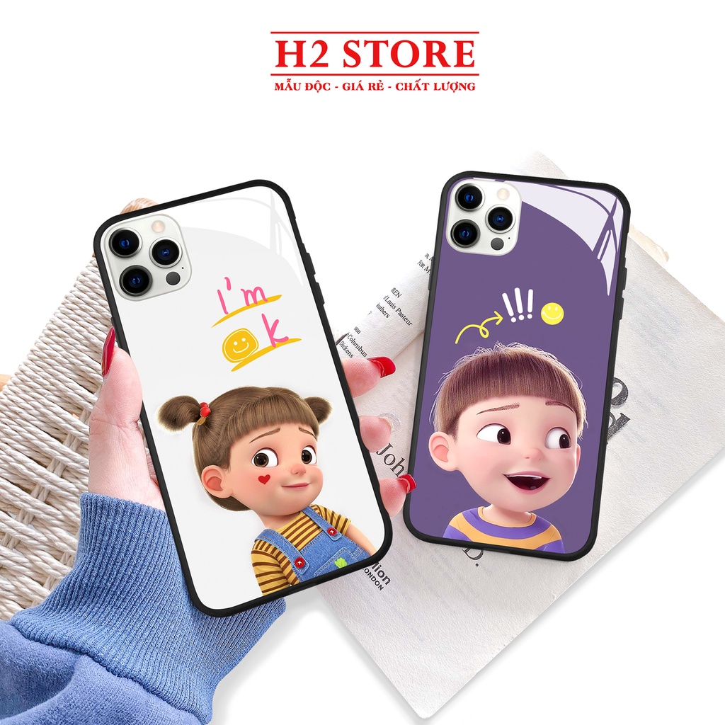 Ốp lưng iphone kính Cute cho iphone 13 12 pro max mini 11 14 pro max plus x r xs max 7 8 plus 6 s plus se 2020