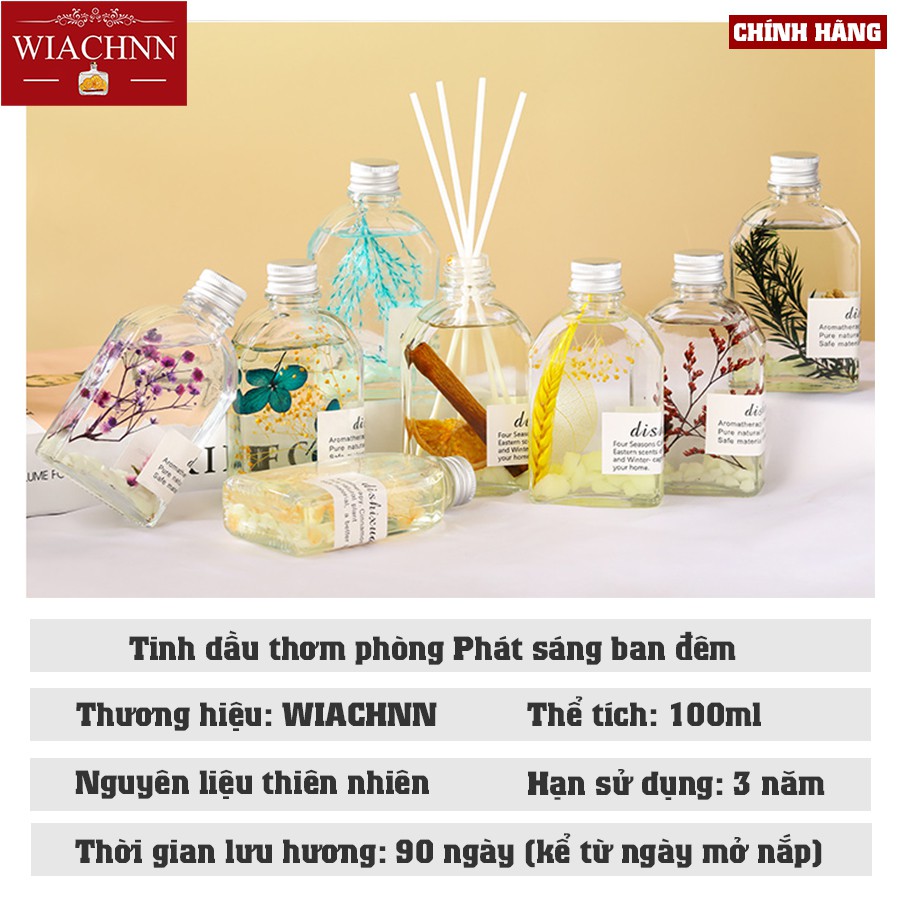 Tinh Dầu Thơm Phòng Hương Quế Chanh Khuếch Tán Phát Sáng Ban Đêm WIACHNN 100ml P0QC