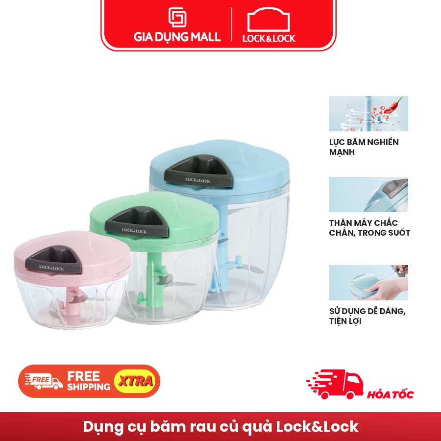 Dụng Cụ Tỏi Ớt Bằng Tay Lock&Lock Quick Chopper - Lưỡi dao bằng thép,nghiền mạnh - giadungmall