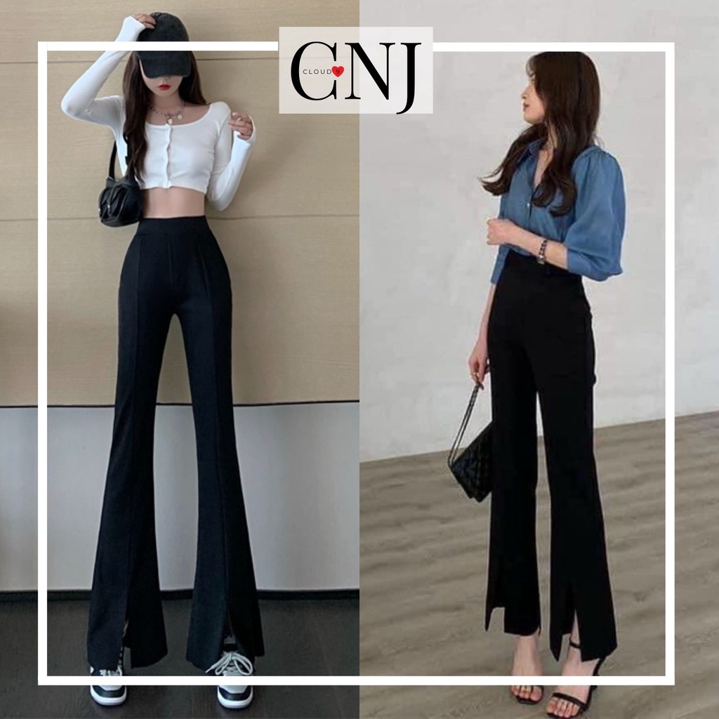 Quần ống loe nữ xẻ ống vải ĐẸP, hàng CAO CẤP kéo chân dài miên man, hack dáng ✨ Quần công sở nữ ống rộng có BIGSIZE