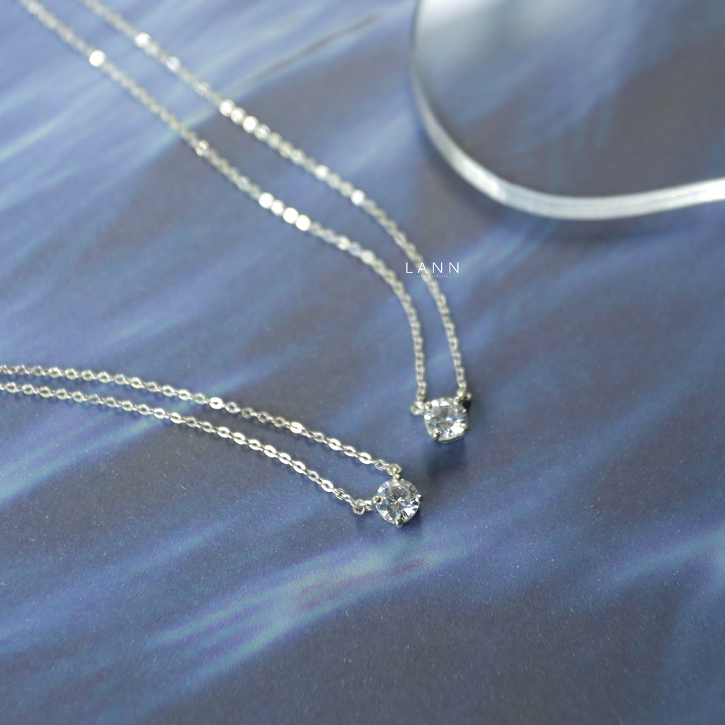 Vòng cổ một đá trắng BẠC S925 LANN N110