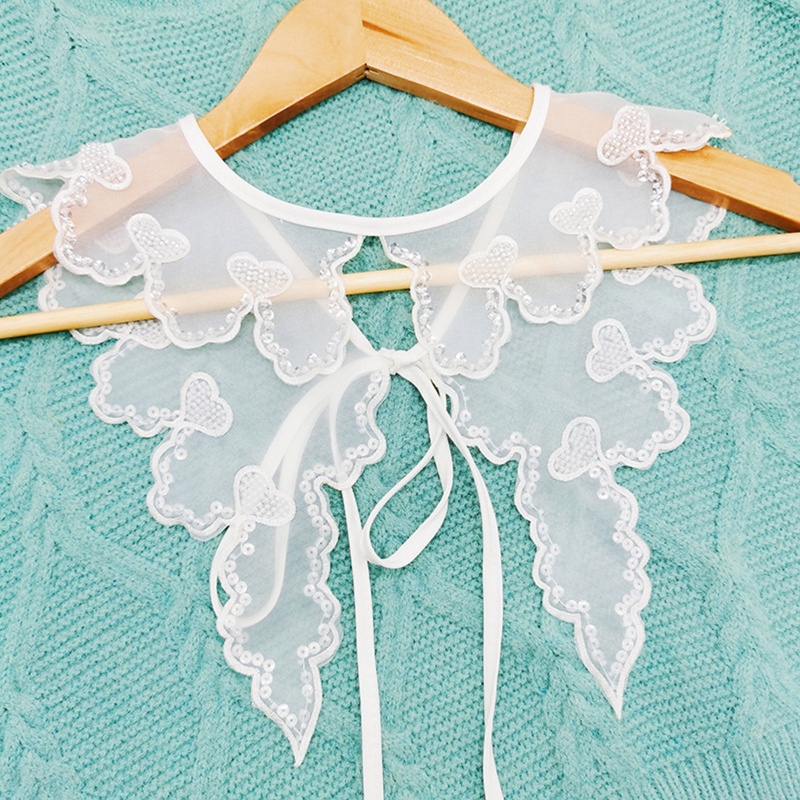 Khăn Choàng Cổ Thêu Họa Tiết Trái Tim Đính Hạt Sequin Dễ Thương Thời Trang Cho Nữ