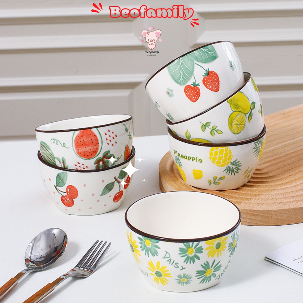 Bát ăn cơm - chén ăn cơm họa tiết hoa quả, phong cách Hàn Quốc 350ml - Beofamily