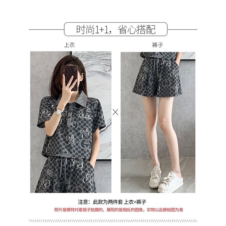 European shorts sports leisure suit women's summer 2022 new short-sleeved fashion high-end light mature temperament two-piece fashion